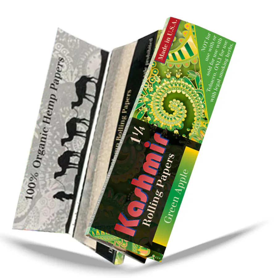 Green Apple Flavour 1 1/4 Flavoured Rolling Papers - Rolling Paper - Juicy Rolling Papers - Kashmir Rolling Papers - Made in the USA