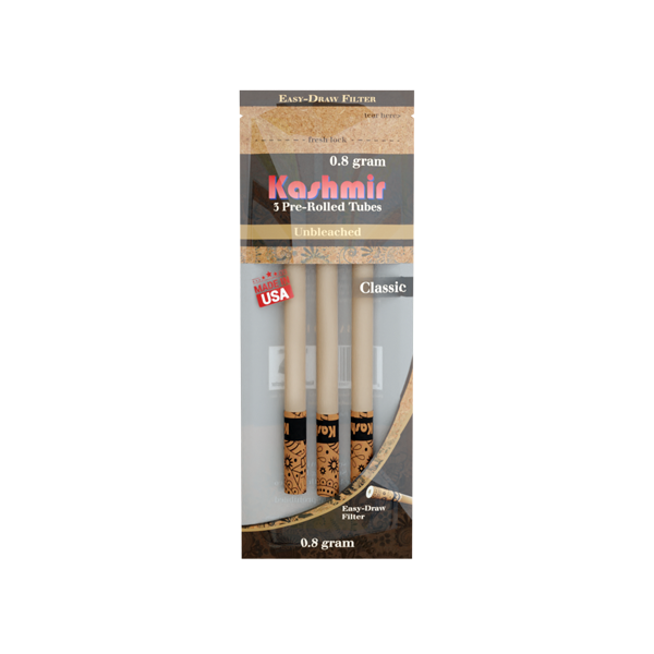 Kashmir 3-Pack Unbleached Classic Pre Rolled Tubes