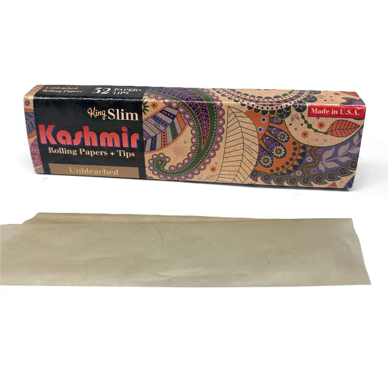 Unbleached Rolling Papers with Pre Rolled tips, combo pack features 32 King Slim sheets and tips