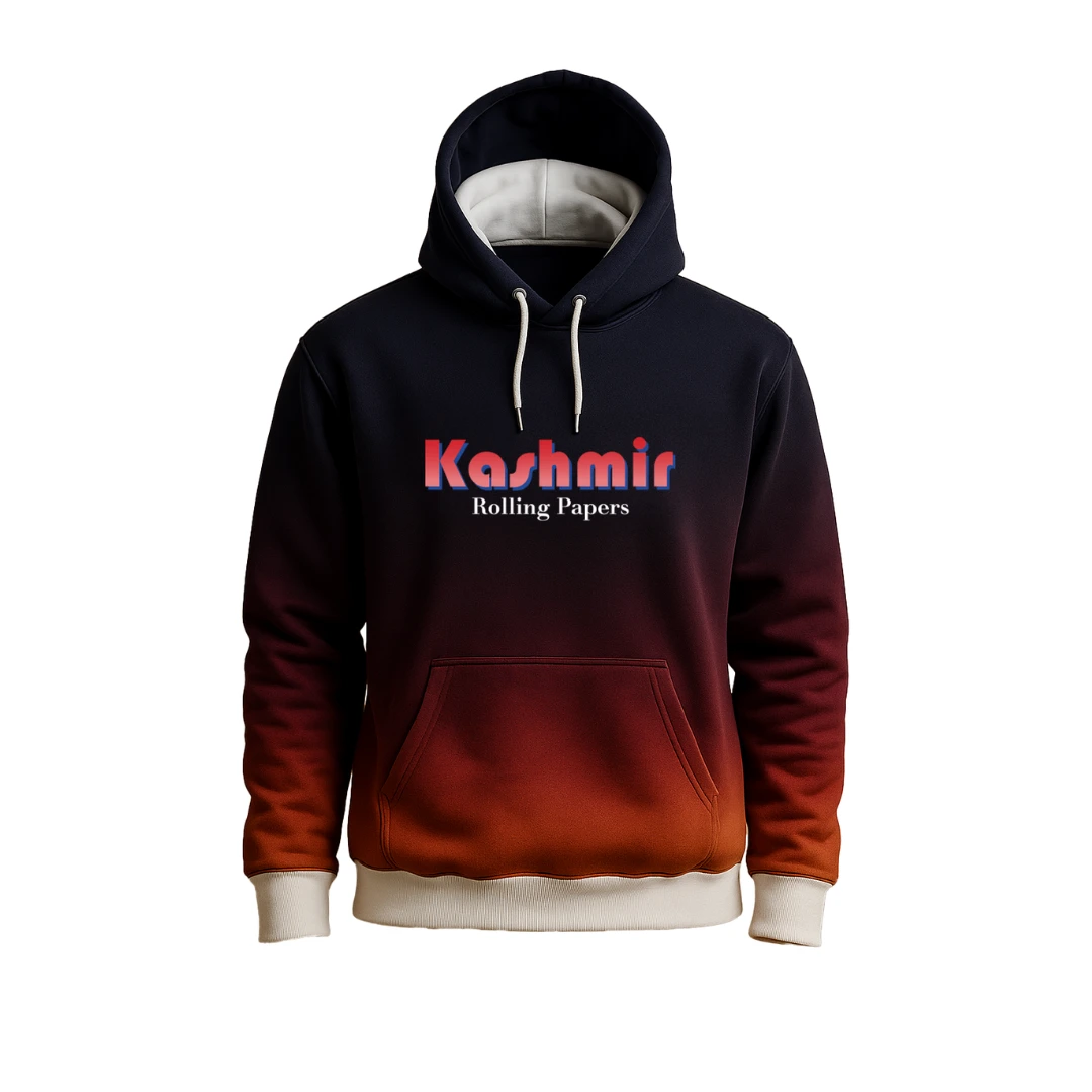 Kashmir Pullover Hoodies Black and Red Gradient. Get Free Kashmir Rolling Papers Pullover Gradient Red and Black lifestyle Hoodies on an order over $125.