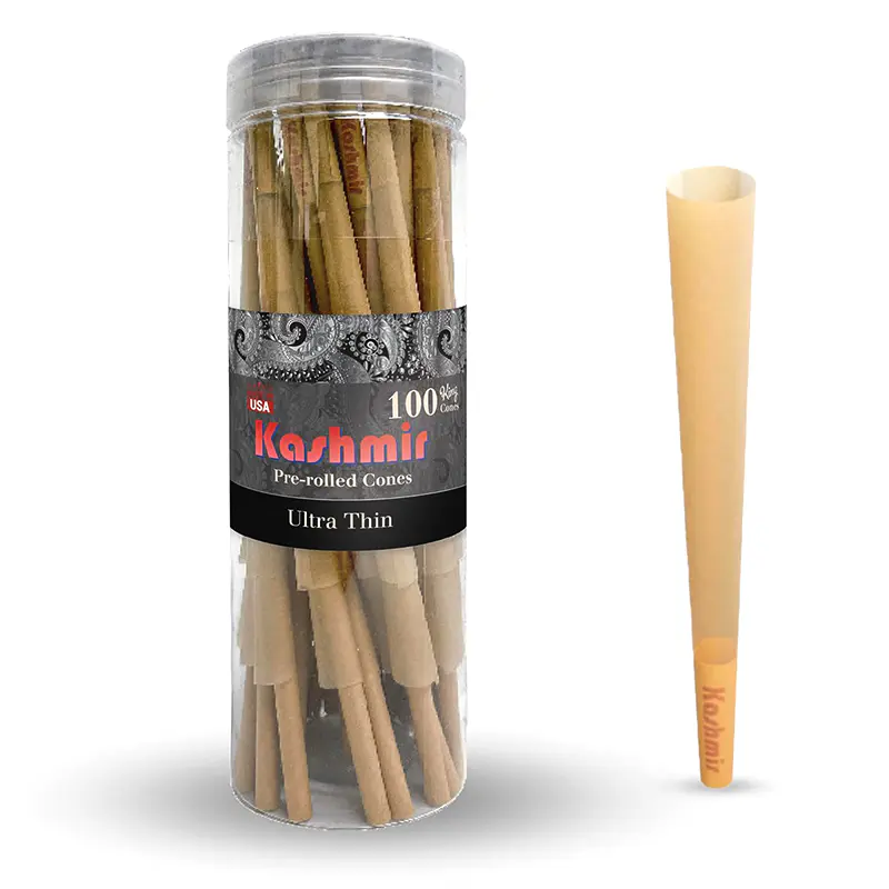 Kashmir Pre-Rolled Unbleached King Cones : 100CT