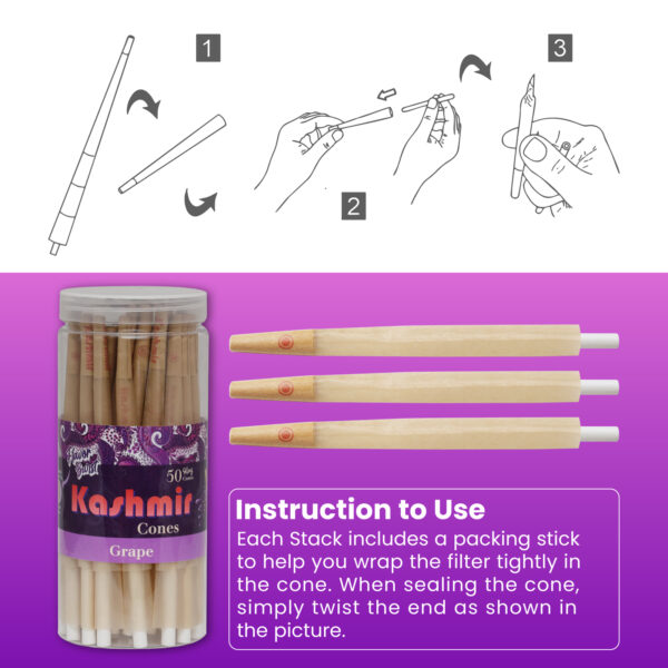 Kashmir Pre-Rolled Grape Flavored King Cones: 50CT - Image 3