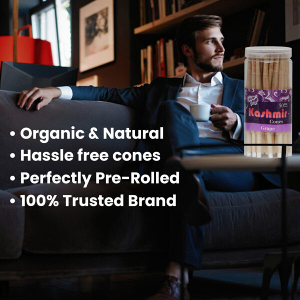 Kashmir Pre-Rolled Grape Flavored King Cones: 50CT - Image 4