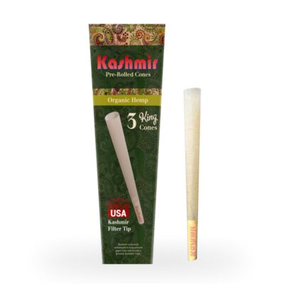 Three king-size 109mm 100% organic hemp pre-rolled cones pack - Buy Now from Kashmir's Online Smoke Shop.