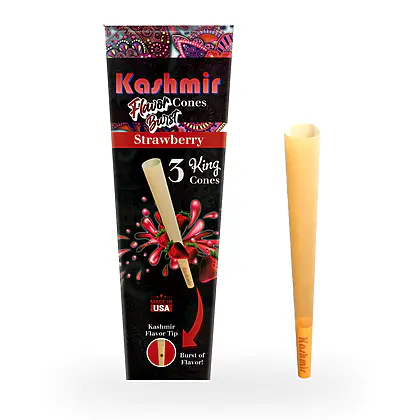 Kashmir Pre-Rolled Strawberry Flavored King Cones: 3CT