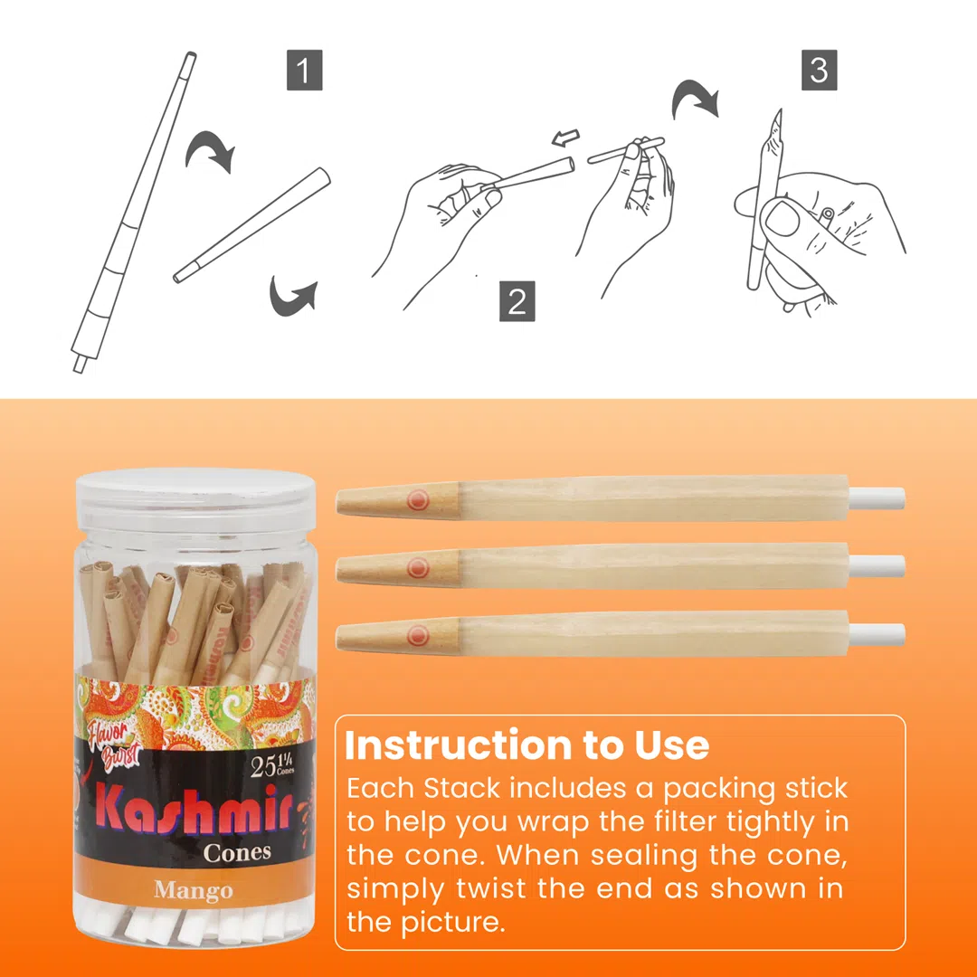 Kashmir Pre-Rolled Mango Flavored 1¼ Cones: 50CT - Image 3
