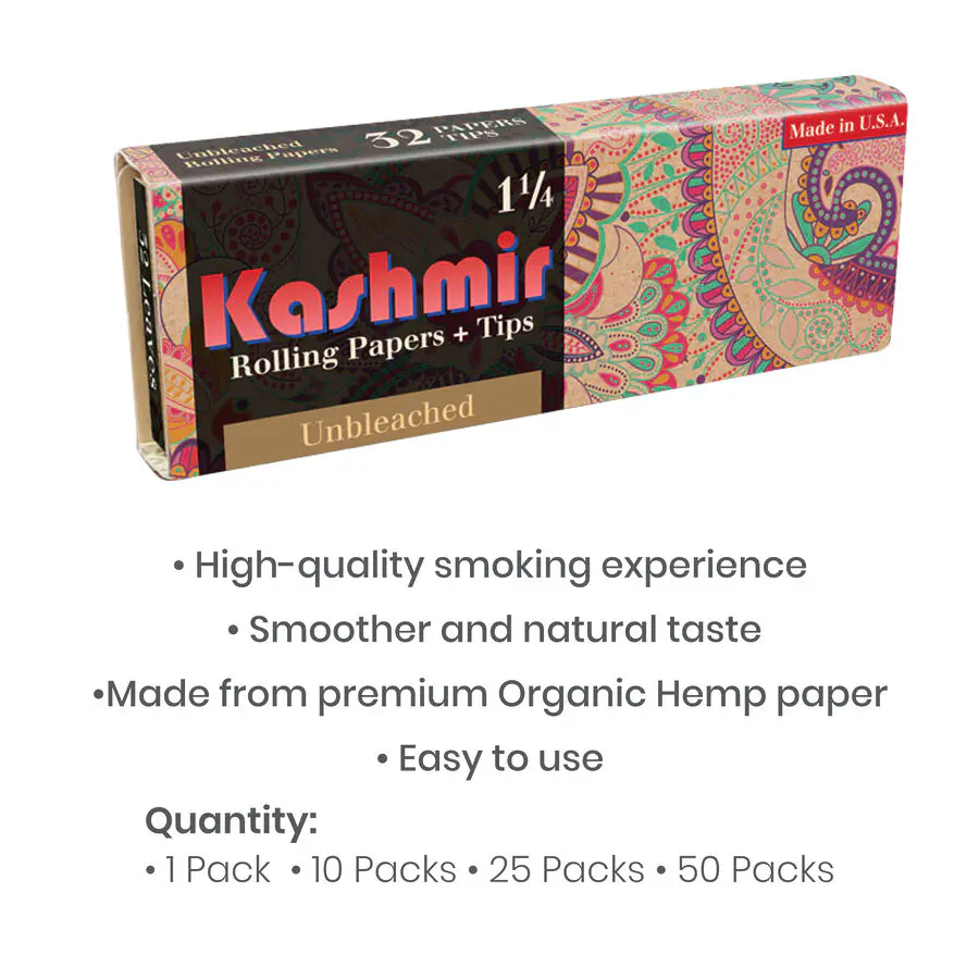 1 1/4 Unbleached Rolling Paper with Tips, Booklet, Display - Image 3