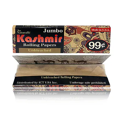 Buy Unbleached Rolling Papers Jumbo Size (King Size = 110 mm X 62 mm) Booklet by Kashmir420. Available in 1 Pack and 50 Pack. Delivery available Across USA.