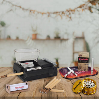 Kashmir smoking accessories are displayed on the table.