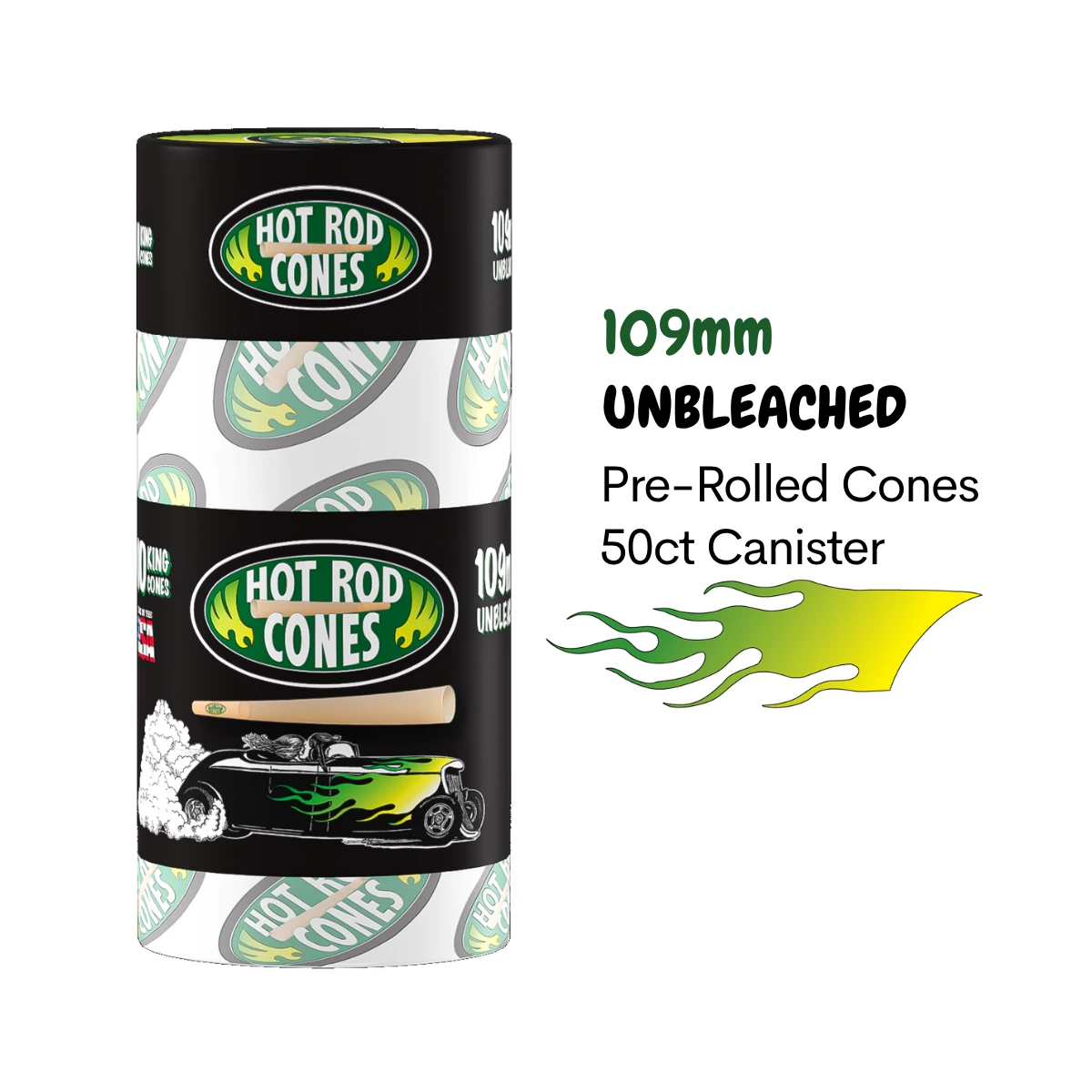 Hot Rod 109mm Unbleached Cones Canister (50ct & 100ct)